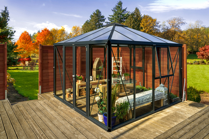Växthus Fortuna 10200 Svart Glas/Poly 10,2 m² Vitavia